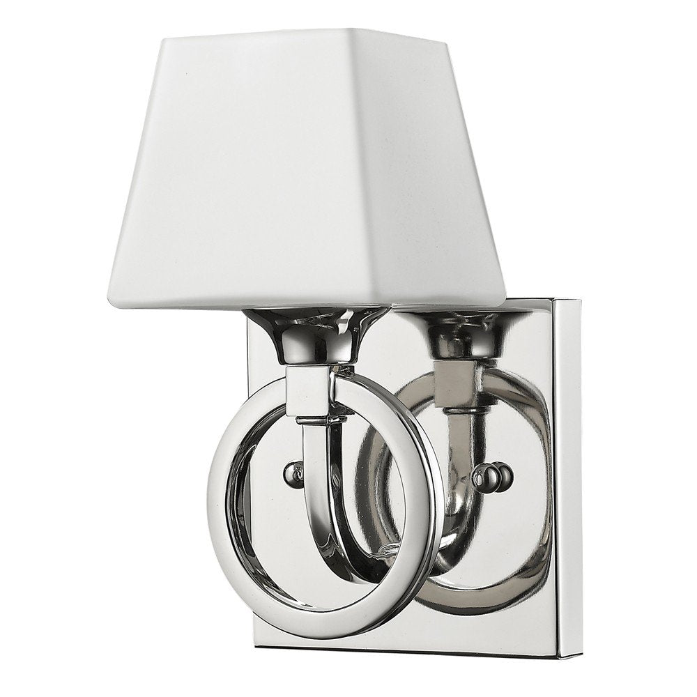 Silver Metal Wall Light with Frosted Glass Shade — view 1