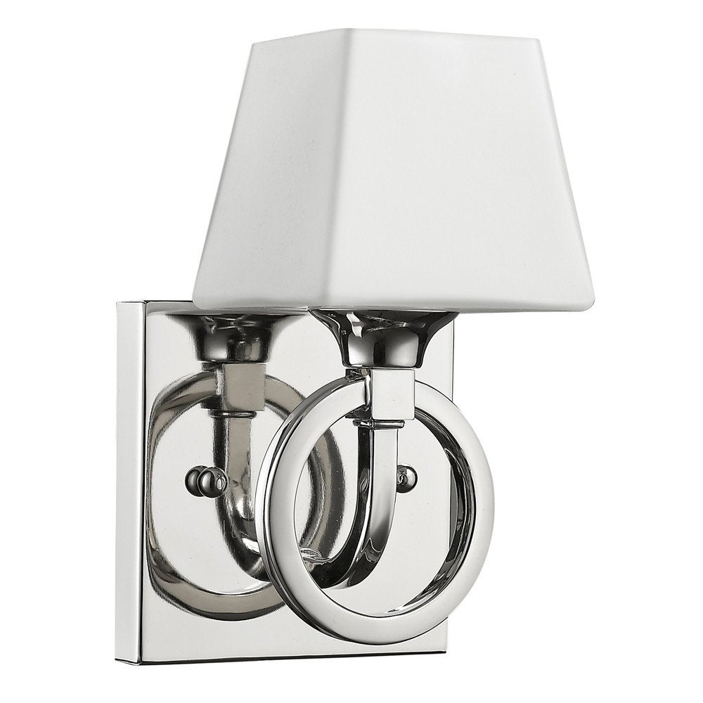 Silver Metal Wall Light with Frosted Glass Shade HomeRoots