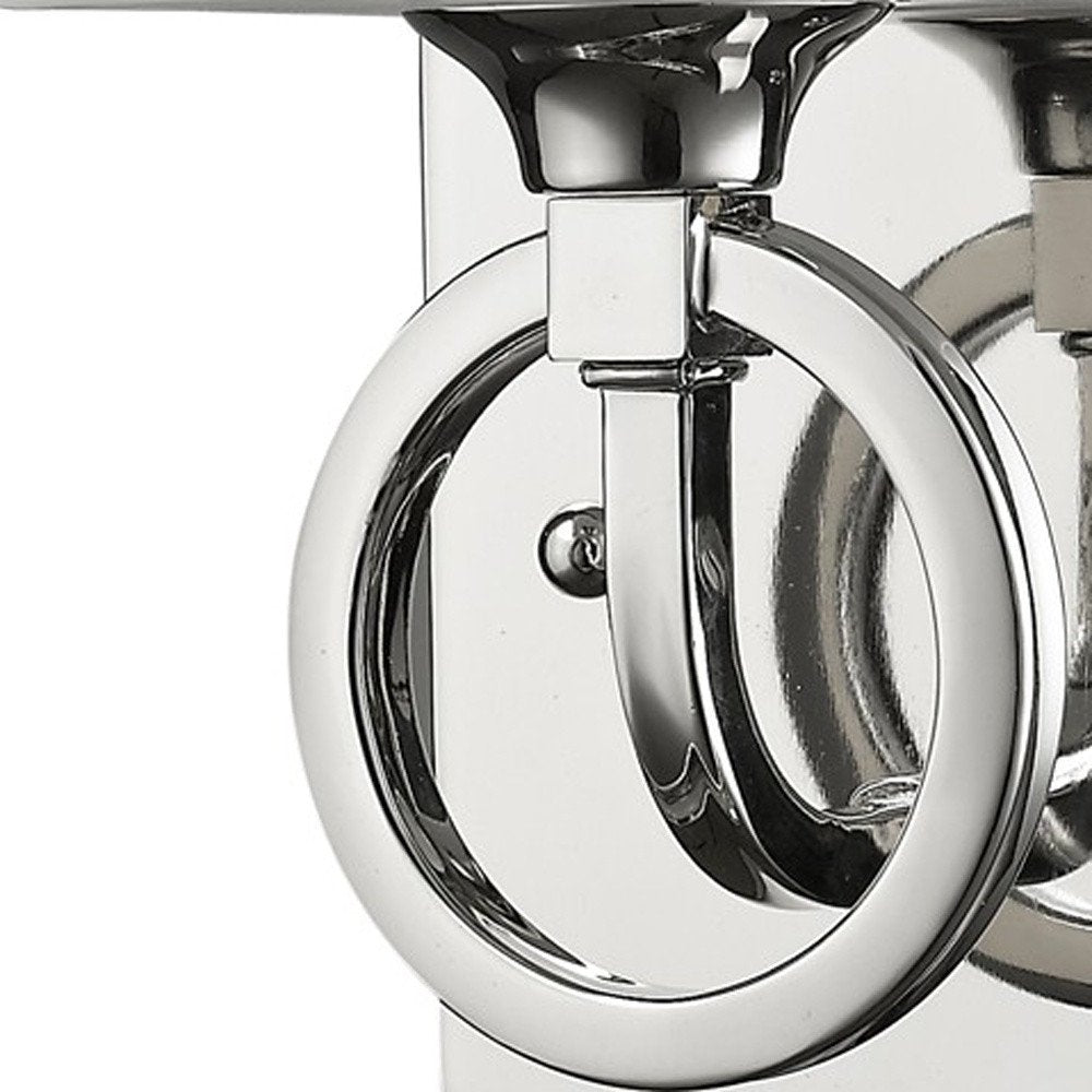 Silver Metal Wall Light with Frosted Glass Shade HomeRoots