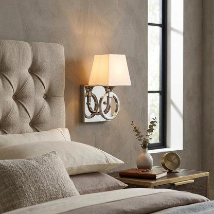 Silver Metal Wall Light with Frosted Glass Shade HomeRoots
