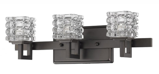 Coralie 3-Light Oil-Rubbed Bronze Sconce With Pressed Crystal Shades HomeRoots