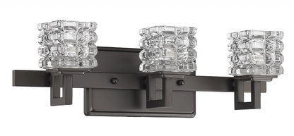 Coralie 3-Light Oil-Rubbed Bronze Sconce With Pressed Crystal Shades