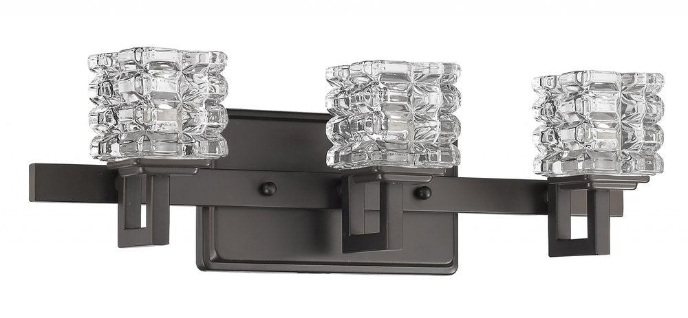 Coralie 3-Light Oil-Rubbed Bronze Sconce With Pressed Crystal Shades HomeRoots