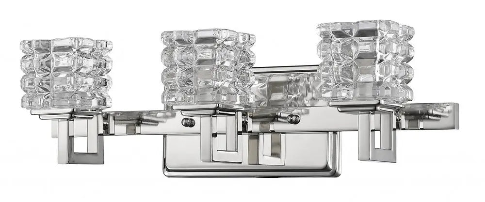 Coralie 3-Light Polished Nickel Sconce With Pressed Crystal Shades HomeRoots