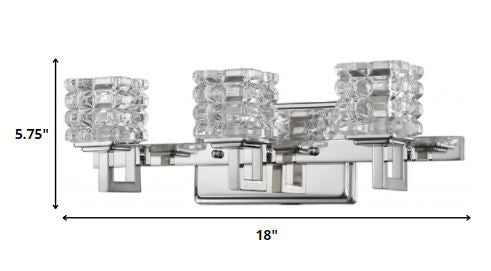 6" Silver And Clear Metal Vanity Flush Mounted Sconce — view 2