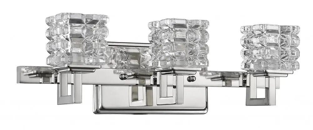 Coralie 3-Light Polished Nickel Sconce With Pressed Crystal Shades HomeRoots