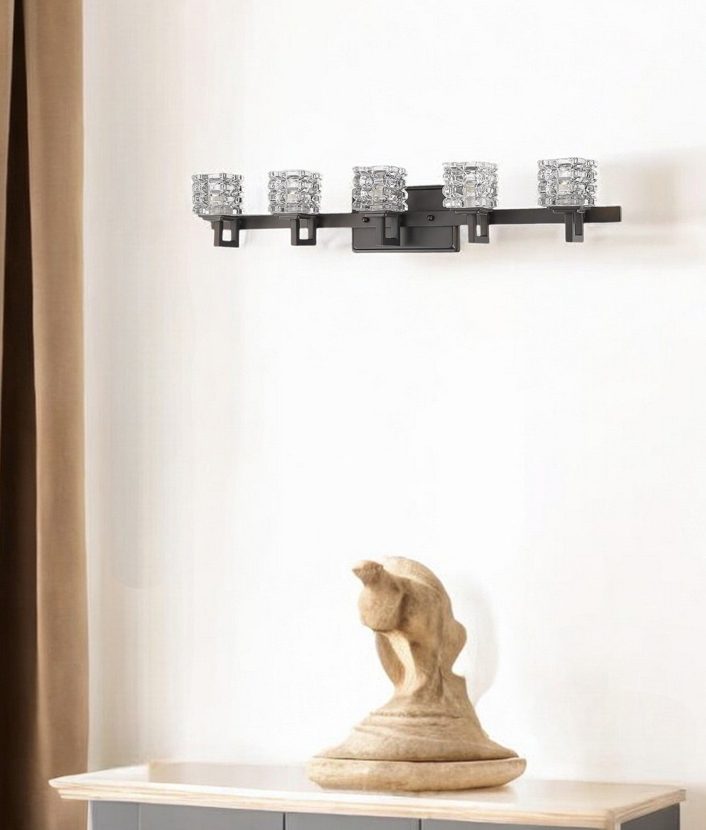 Coralie 5-Light Oil-Rubbed Bronze Sconce With Pressed Crystal Shades