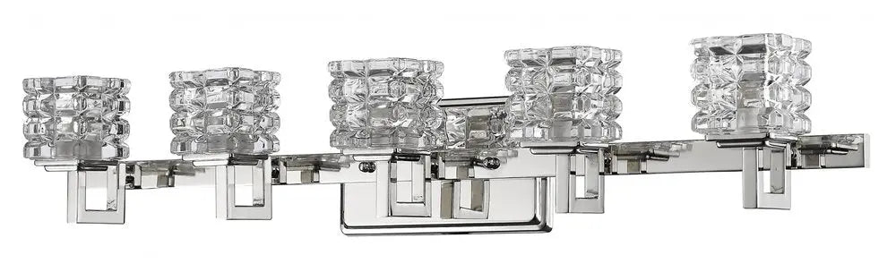 Coralie 5-Light Polished Nickel Sconce With Pressed Crystal Shades HomeRoots