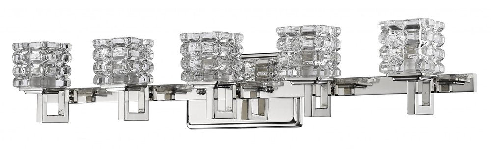 Coralie 5-Light Polished Nickel Sconce With Pressed Crystal Shades — view 1