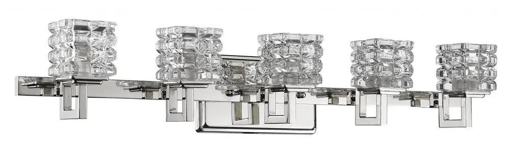 Coralie 5-Light Polished Nickel Sconce With Pressed Crystal Shades HomeRoots