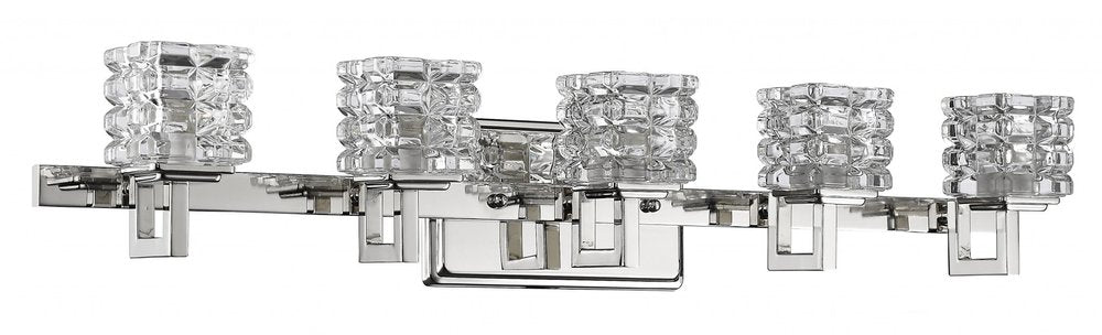 Coralie 5-Light Polished Nickel Sconce With Pressed Crystal Shades — view 3