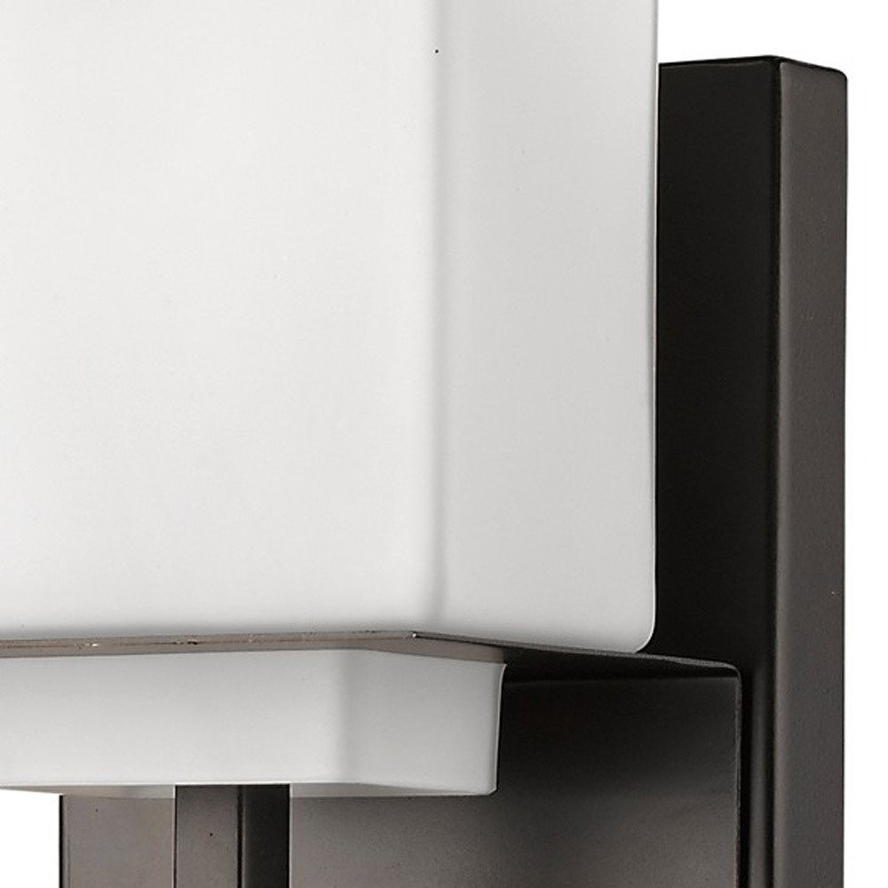 One Light Bronze White Glass Wall Sconce HomeRoots