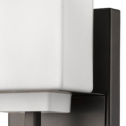 One Light Bronze White Glass Wall Sconce HomeRoots