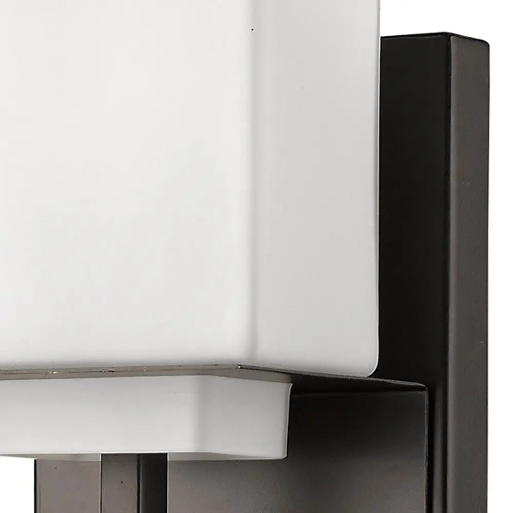 One Light Bronze White Glass Wall Sconce HomeRoots