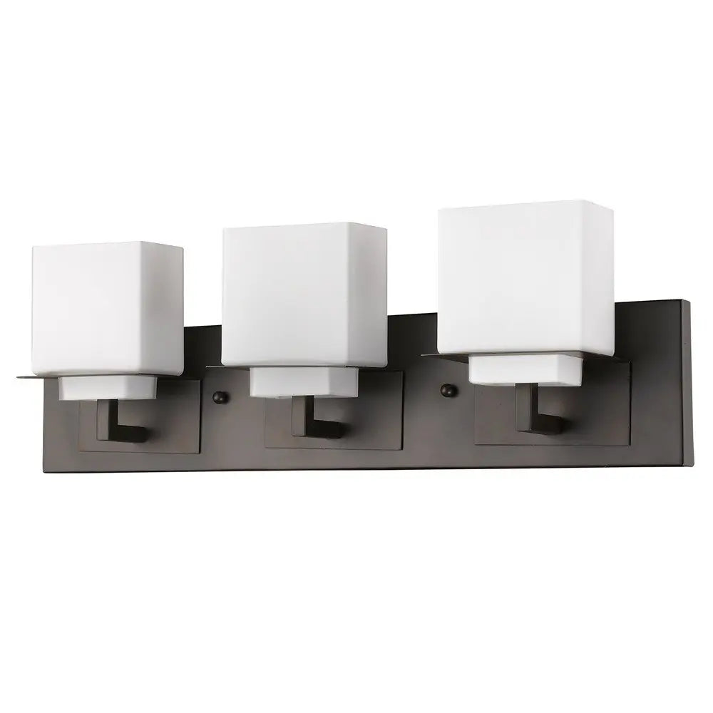 Rampart 3-Light Oil-Rubbed Bronze Vanity Light With Etched Glass Shades HomeRoots