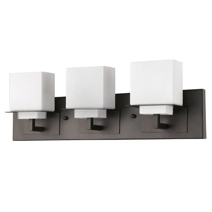 Rampart 3-Light Oil-Rubbed Bronze Vanity Light With Etched Glass Shades HomeRoots