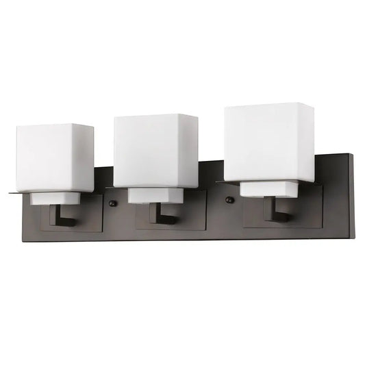 Rampart 3-Light Oil-Rubbed Bronze Vanity Light With Etched Glass Shades HomeRoots