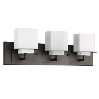 Rampart 3-Light Oil-Rubbed Bronze Vanity Light With Etched Glass Shades HomeRoots