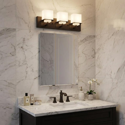 7" Black And White Metal and Glass Vanity Flush Mounted Sconce HomeRoots