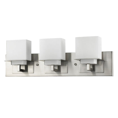 22" Silver And White Metal and Glass Three Lights Flush Mounted Sconce HomeRoots