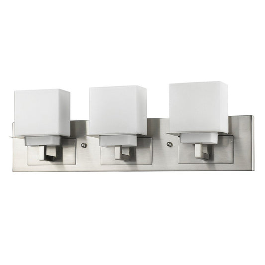22" Silver And White Metal and Glass Three Lights Flush Mounted Sconce HomeRoots