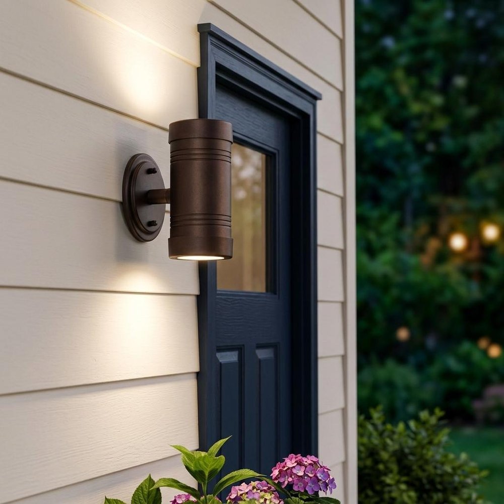 Two Light Bronze Cylinder Wall Light — view 5