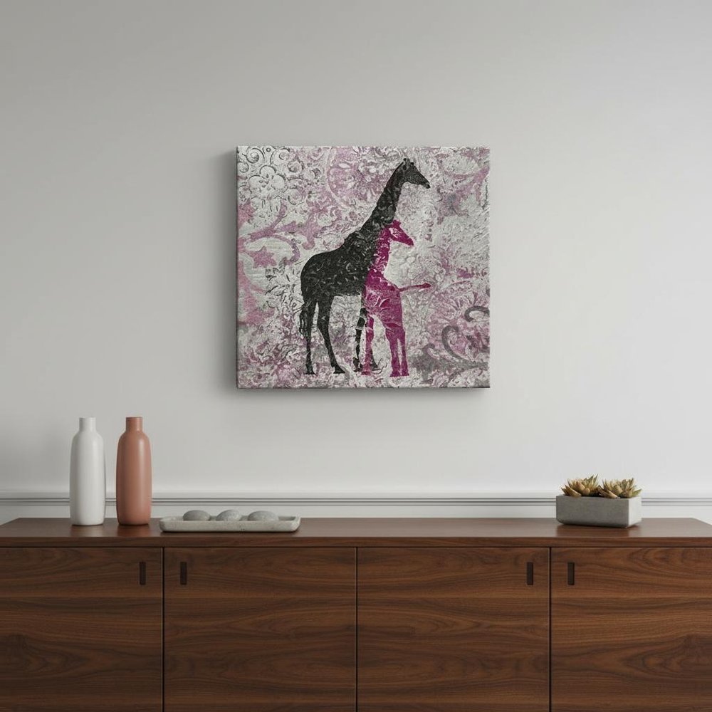 Exotic Pink Giraffes Unframed Print Wall Art — view 4
