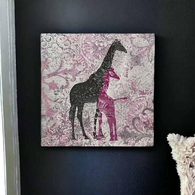 Exotic Pink Giraffes Unframed Print Wall Art