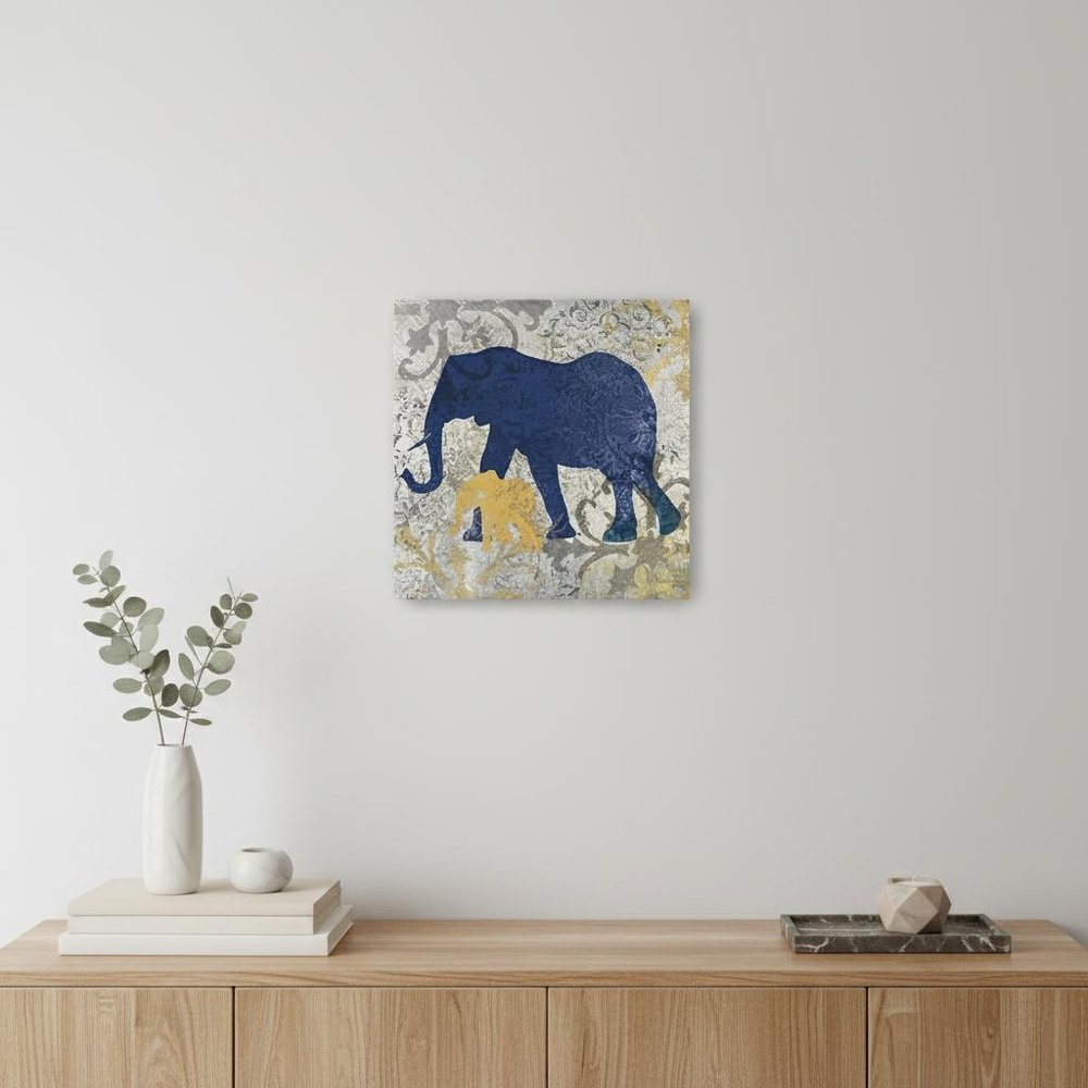 Exotic Blue And Gold Elephant Unframed Print Wall Art HomeRoots
