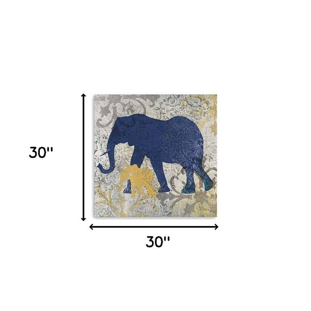 Exotic Blue And Gold Elephant Unframed Print Wall Art HomeRoots