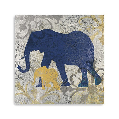 Exotic Blue And Gold Elephant Unframed Print Wall Art HomeRoots