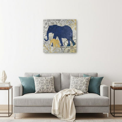 Exotic Blue And Gold Elephant Unframed Print Wall Art HomeRoots