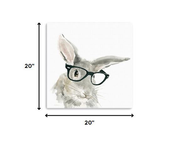 20" x 20" Watercolor Cutie Rabbit in Glasses Canvas Wall Art — view 4