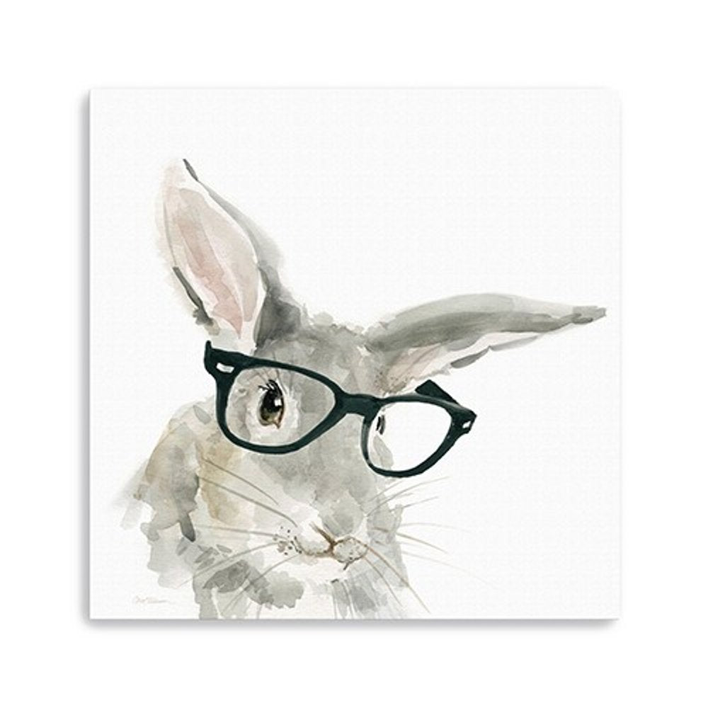 20" x 20" Watercolor Cutie Rabbit in Glasses Canvas Wall Art — view 9