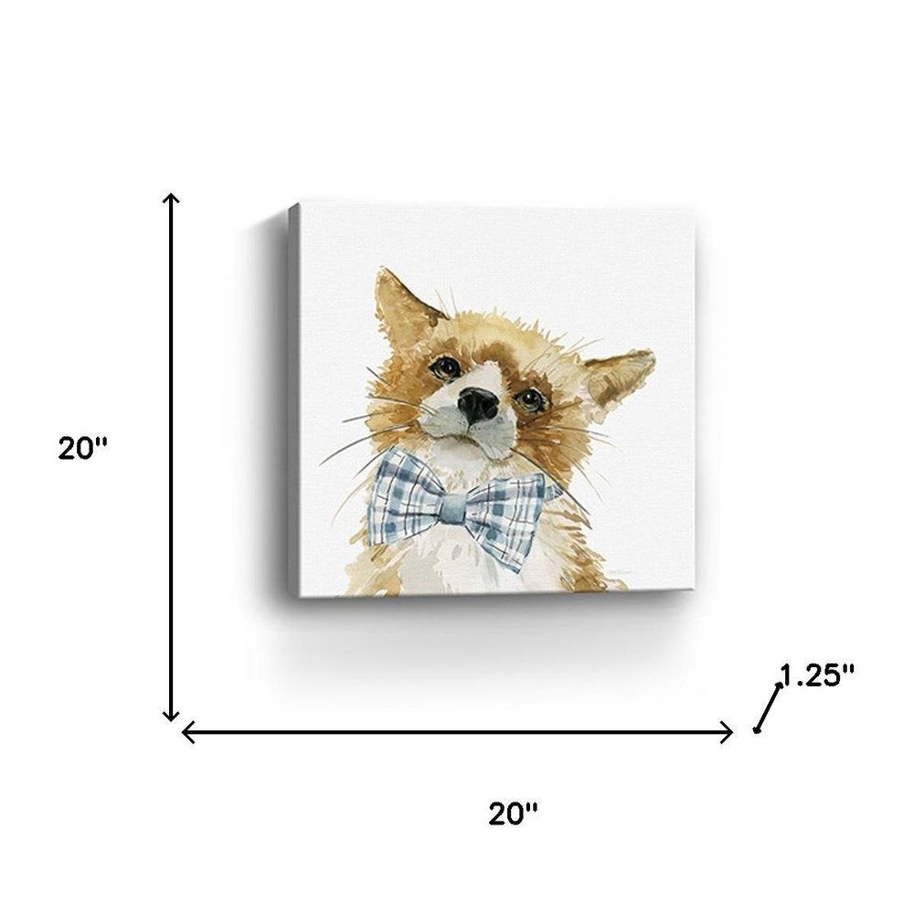 20" x 20" Watercolor Cutie Bow Tie Fox Canvas Wall Art HomeRoots