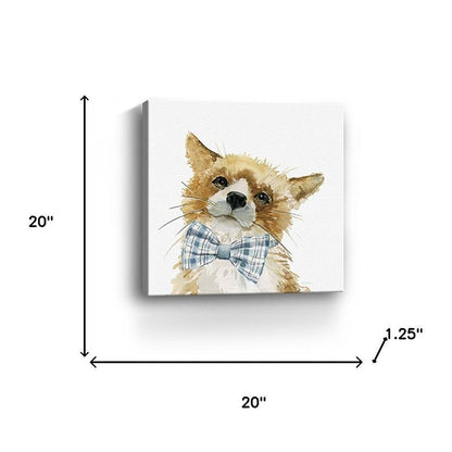 20" x 20" Watercolor Cutie Bow Tie Fox Canvas Wall Art HomeRoots