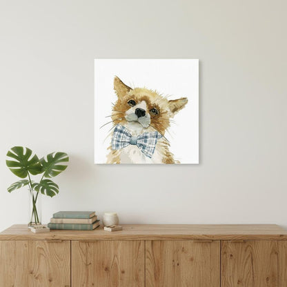20" x 20" Watercolor Cutie Bow Tie Fox Canvas Wall Art HomeRoots