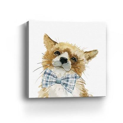 20" x 20" Watercolor Cutie Bow Tie Fox Canvas Wall Art HomeRoots