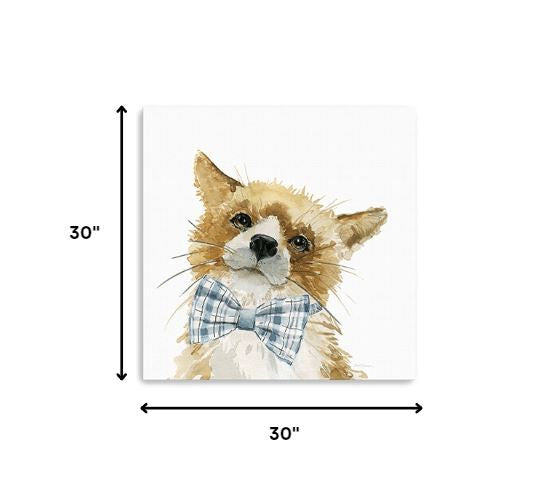 20" x 20" Watercolor Cutie Bow Tie Fox Canvas Wall Art — view 9