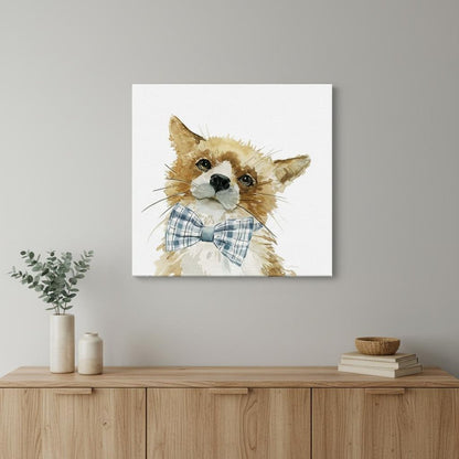 20" x 20" Watercolor Cutie Bow Tie Fox Canvas Wall Art HomeRoots