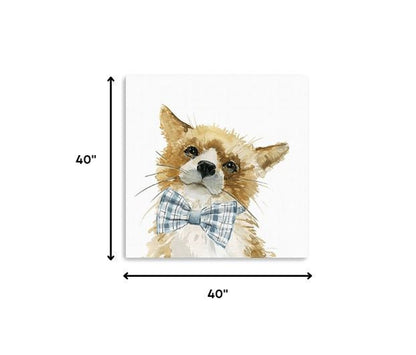 20" x 20" Watercolor Cutie Bow Tie Fox Canvas Wall Art HomeRoots