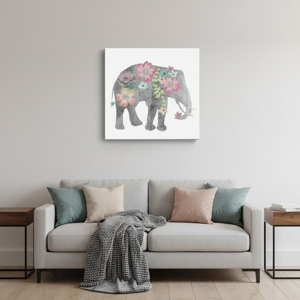 Floral Elephant Unframed Print Wall Art HomeRoots