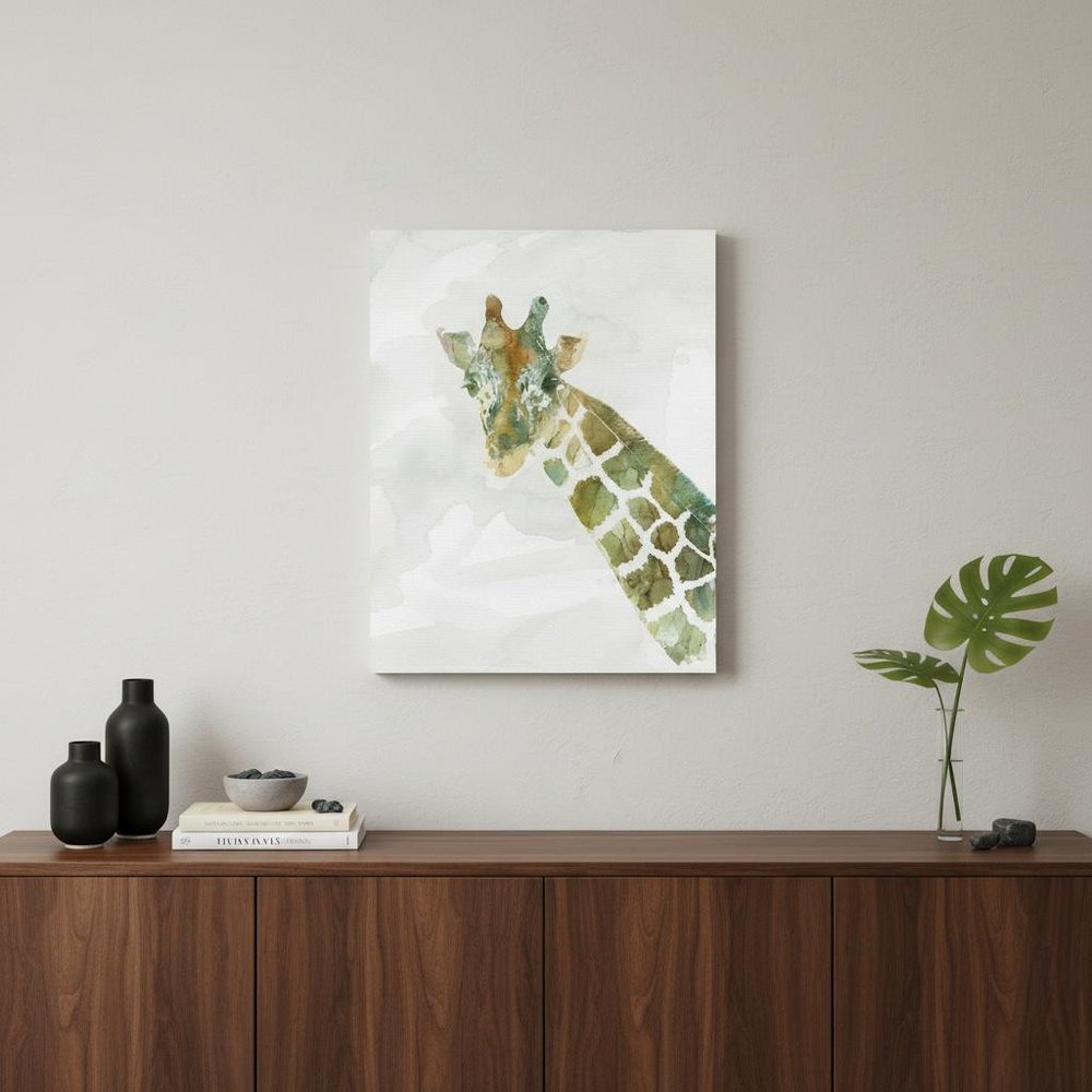 40" x 30" Abstract Marble Watercolor Giraffe Canvas Wall Art