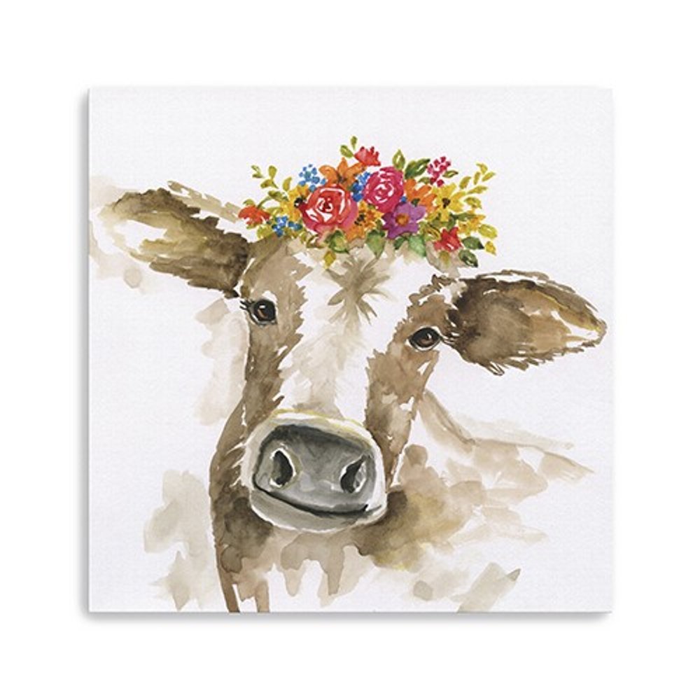 Watercolor Floral Cow Unframed Print Wall Art HomeRoots