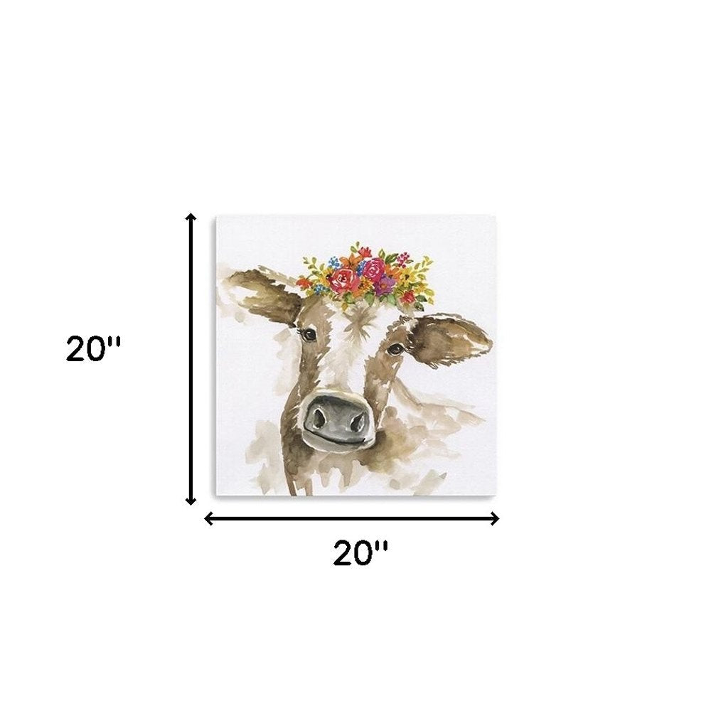 Watercolor Floral Cow Unframed Print Wall Art HomeRoots