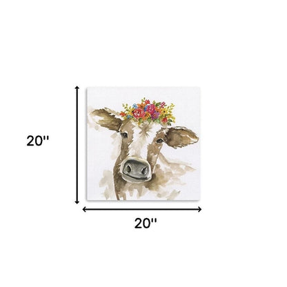 Watercolor Floral Cow Unframed Print Wall Art HomeRoots