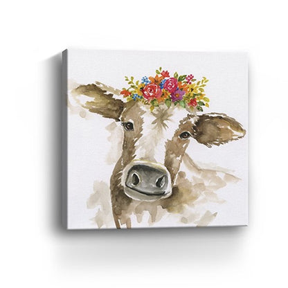 Watercolor Floral Cow Unframed Print Wall Art HomeRoots