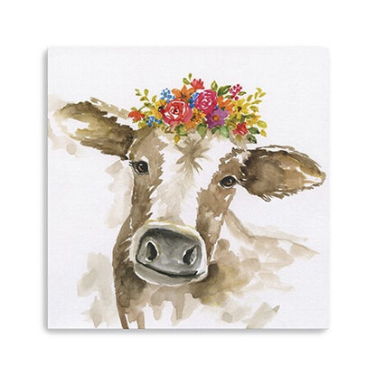 Watercolor Floral Cow Unframed Print Wall Art HomeRoots