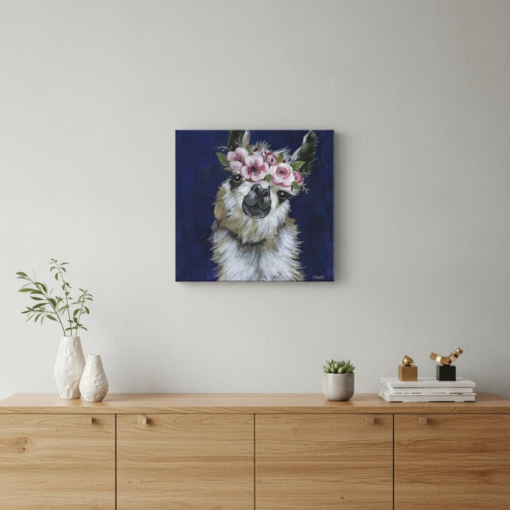 Watercolor Flower Llama Unframed Print Wall Art HomeRoots