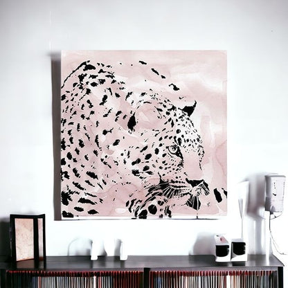 Pink Laying Leopard Unframed Print Wall Art